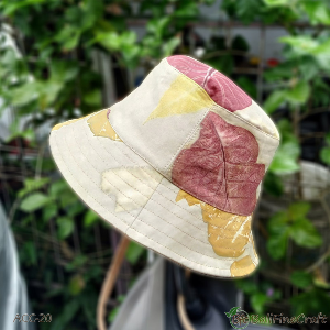 Natural Eco Print Bucket Hat With Leaf M